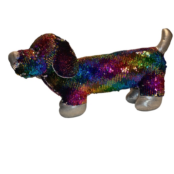 Dan Dee DACHSHUND Sequin Flip Plush Large RAINBOW Weiner Dog Stuffed Animal - Picture 5 of 6
